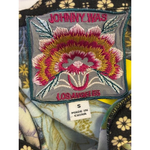Johnny Was Floral Phoenix Printed Long Sleeve Pullover Shirt Black Multi S - Picture 6 of 7